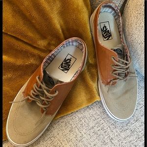 Vans Khaki and Tan Deck Shoes SZ 10 1/2